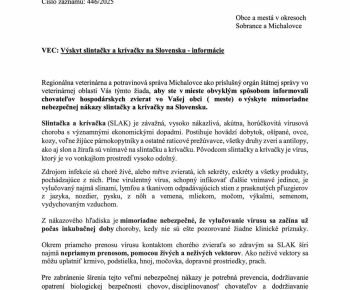 Aktuality / ‼️MIMORIADNE NARIADENIA HLAVNÉHO VETERINÁRNEHO LEKÁRA SR PRE CHOVATEĽOV A VLASTNÍKOV ZVIERAT‼️ - foto